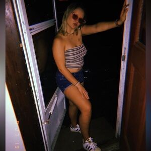 Striped Strapless Top